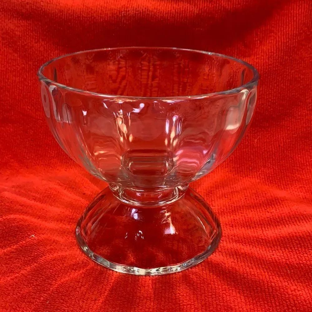 Crystal Sundae Ice Cream Bowl Gelato Trinket Serving Dish 4 1/2 Inches Round EUC